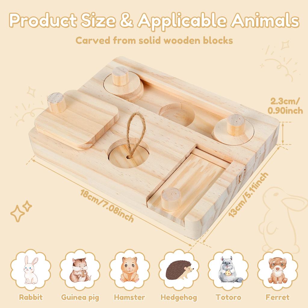 Wooden Enrichment Foraging Toy 6 In 1 Pet Hamsters Foraging Feeder Toy Puzzle Game Feeding Toys for Bunny Hamster Chinchilla Pet