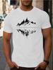 Men's Summer Fashion Casual Loose Fit Mountains Reflective Print Crew Neck Short Sleeve T-Shirt