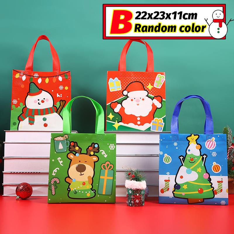 

20/1pcs Christmas Non-Woven Gift Bags Santa Claus Snowman Tote Candy Cookie Packaging Bag with Handle New Year Party Supplies 1PC