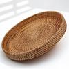 Woven Rattan Dessert Tray Wear-Resistant Anti-Fall Multi-Function Household Fruit Plate Stackable Serving Tray for Snacks Cakes