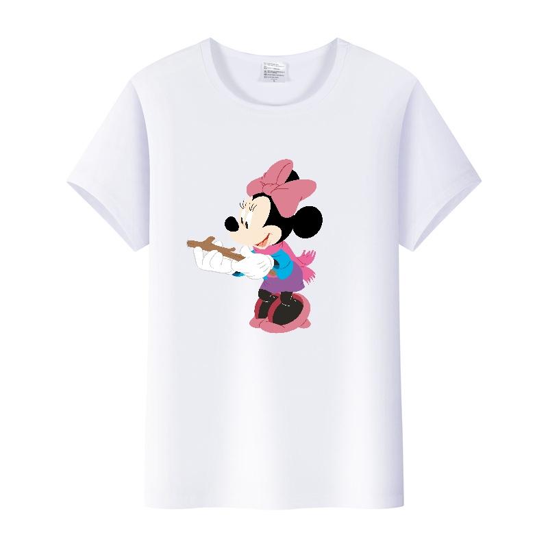 Kawaii Disney Cartoon Minnie Printed T Shirt Women Fashion Mickey Mouse White Oversized T Shirt Female Clothes Ladies T-shirts