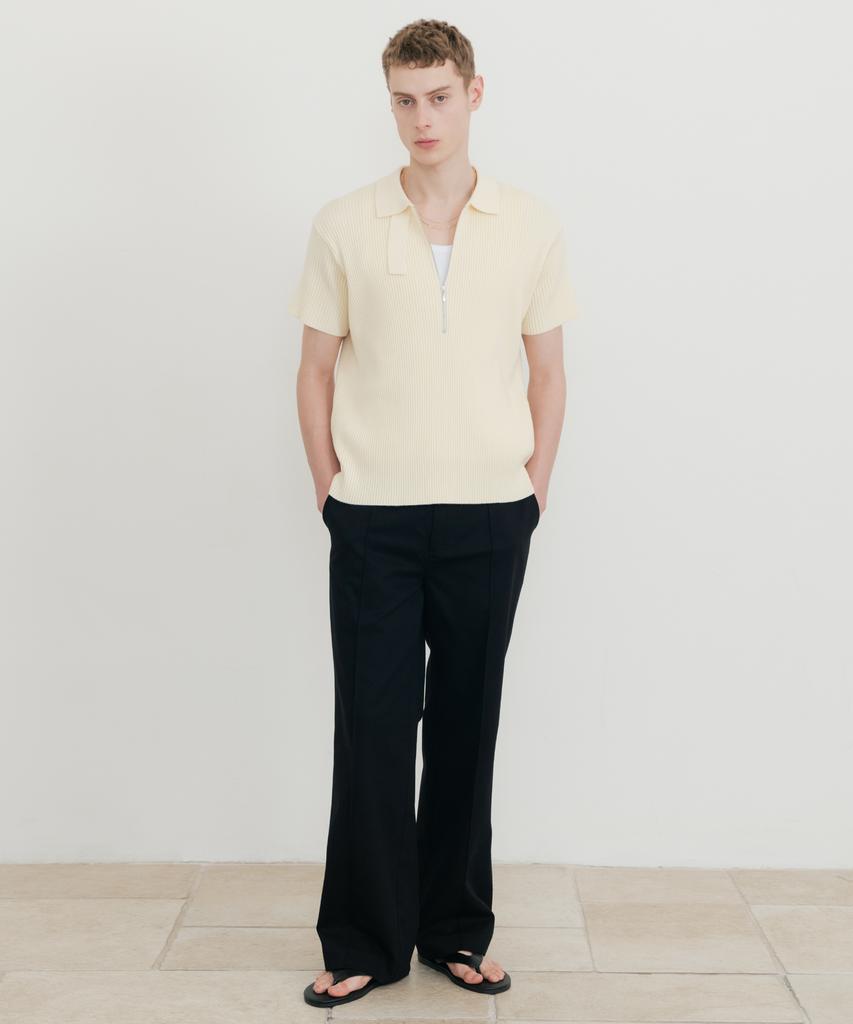 SSIN AND LEE Lounge Half Knit Polo Shirt Cream