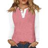 Women's T Shirt Color Block Button Long Sleeve Daily Weekend Fashion Basic V- Neck Regular Top