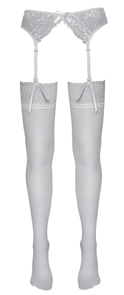 Cottelli LEGWEAR - Sexy Weiße Strümpfe mit Weißer Spitze 4
