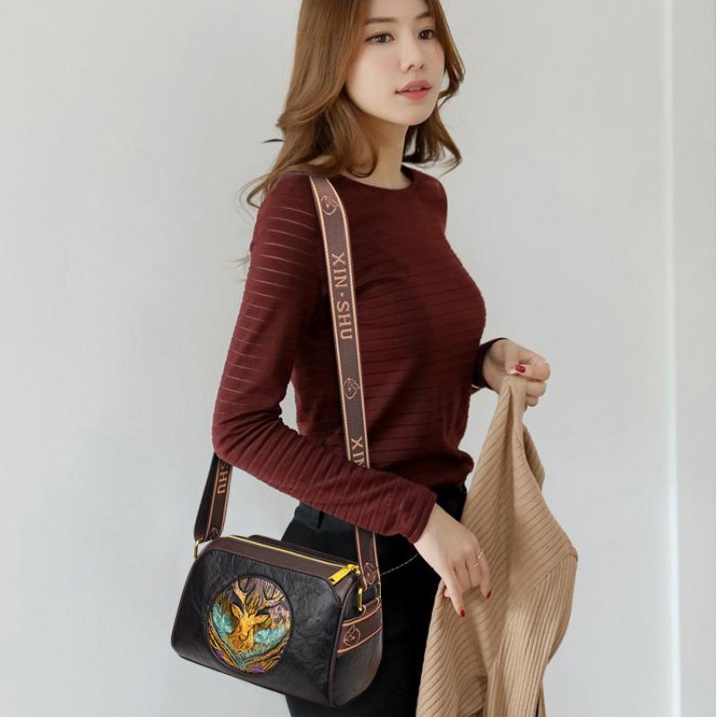 Vintage Square Bag Fashion Animal Pattern Crossbody Purse For Women Casual Shoulder Tote Retro Mommy Boston Pillow Handbag Gift Idea Present To Lover
