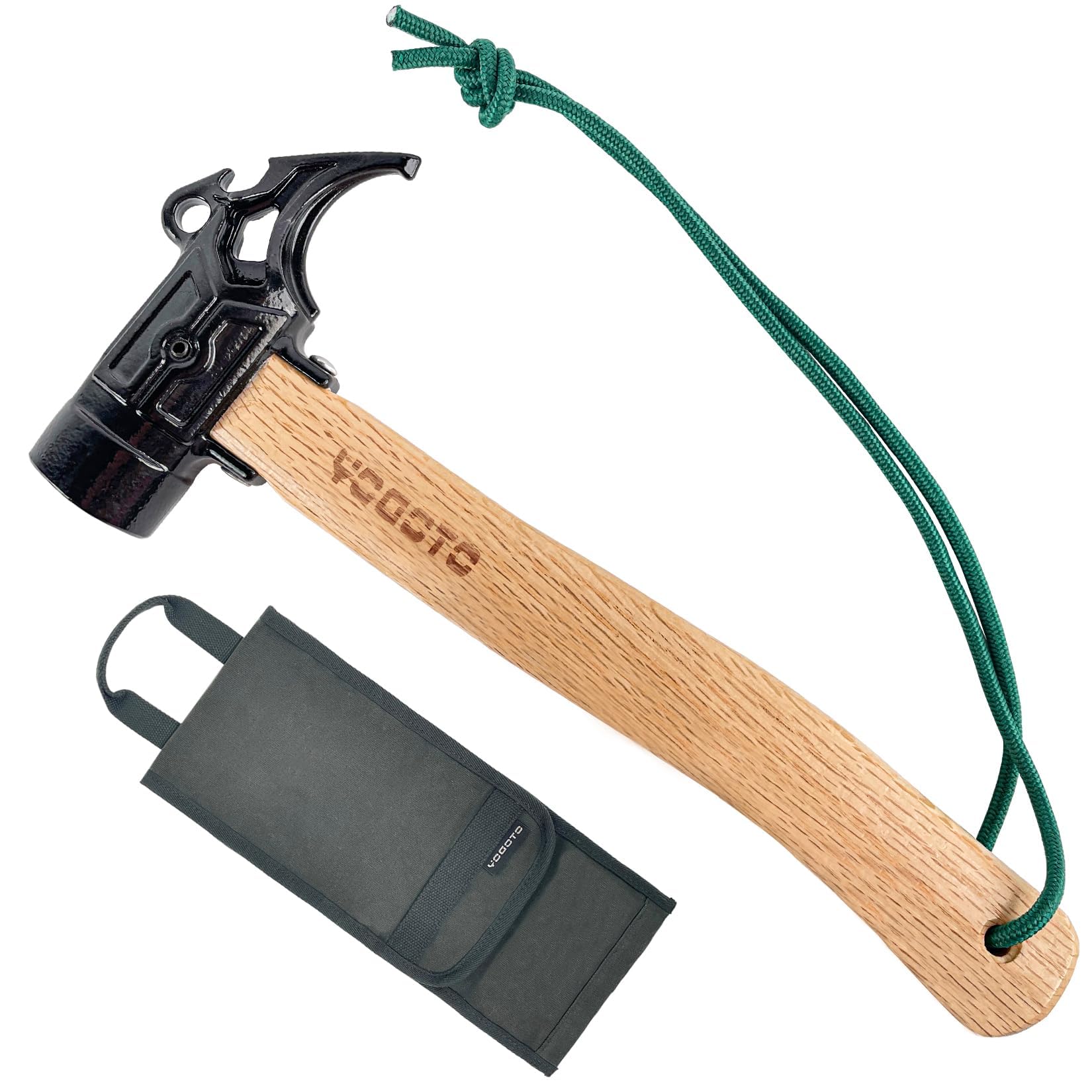 

YOGOTO Peg Hammer for Wood, Safety Belt Included, Storage Case Included (2nd Generation + Waterproof Canvas Case (Olive))