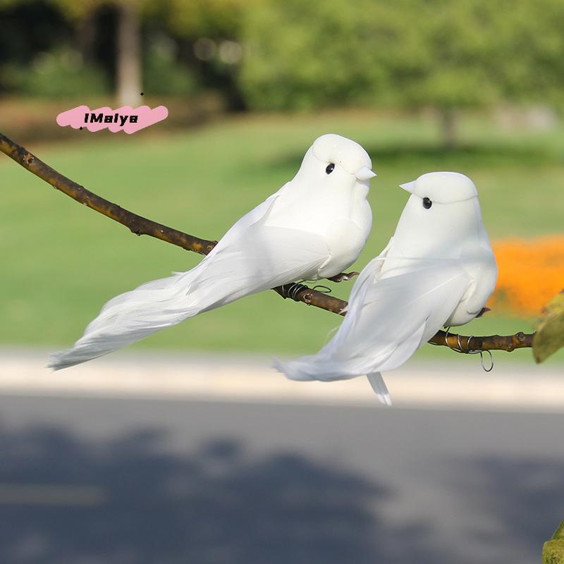 M-1PCS Artificial Birds Simulated little bird, white bird, feathered bird, little white dove Decoration