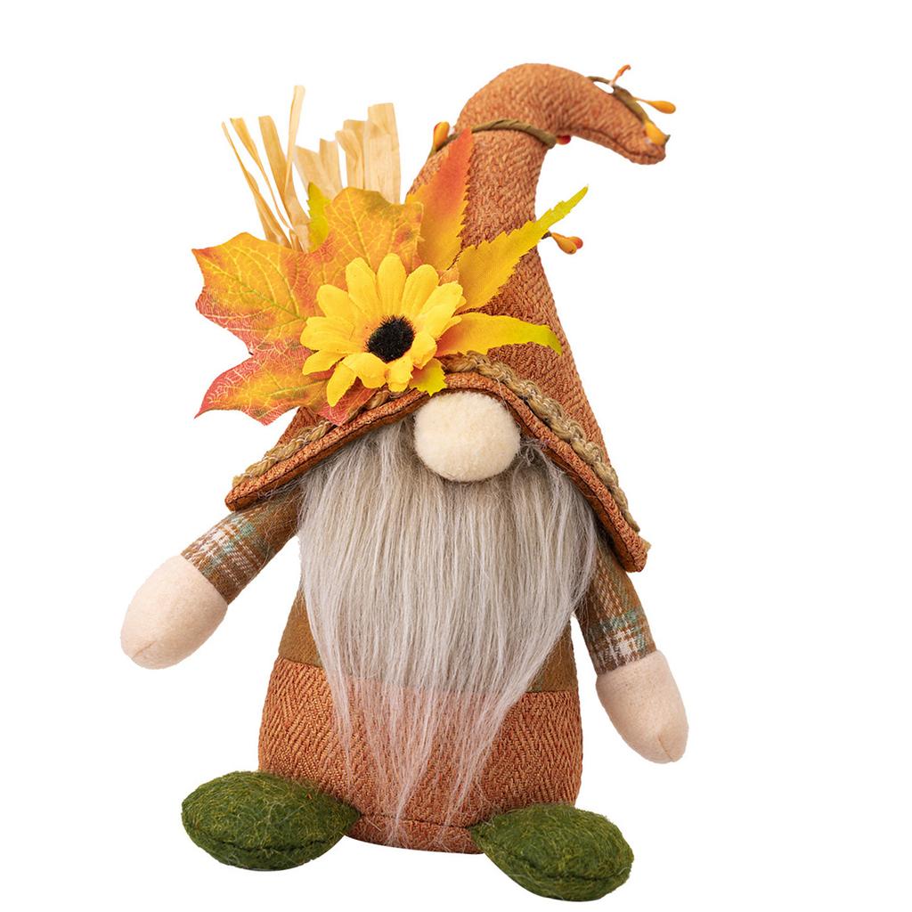 Thanksgiving Bend Hat Standing No Face Doll Ornament Bendable Hat No Face Gnome for Festival Atmosphere
