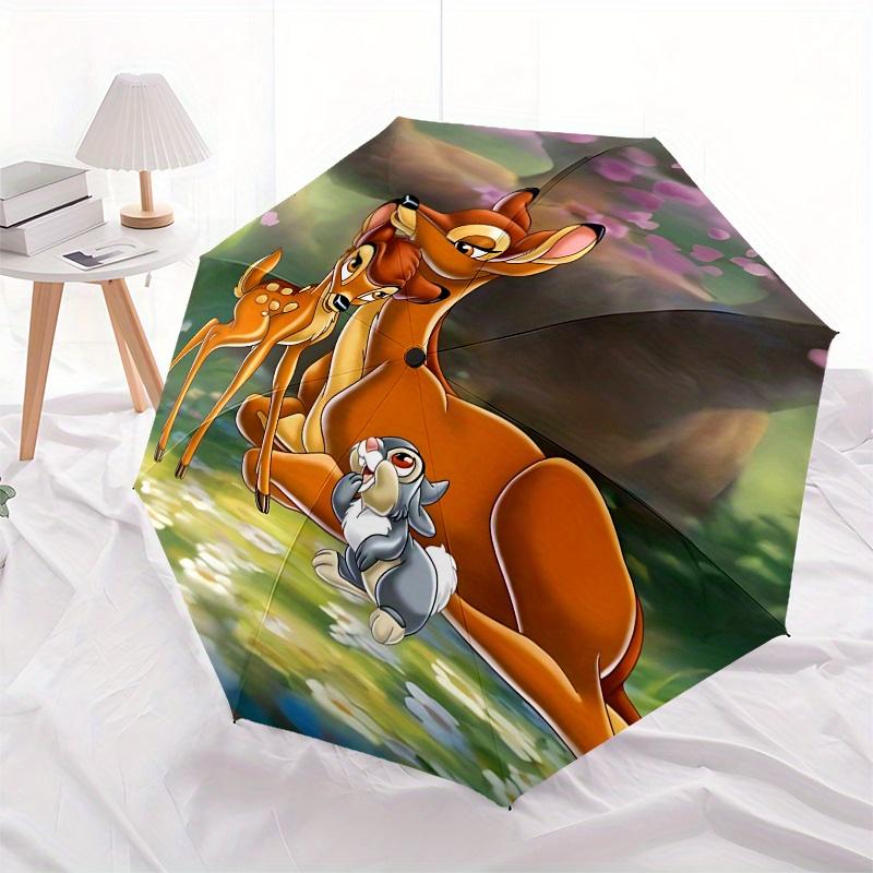 Bambi, Thumper Automatic Opening and Closing Umbrella - 8 Ribs Portable Folding Umbrella with Plastic Handle, Suitable for Leisure and Hallo