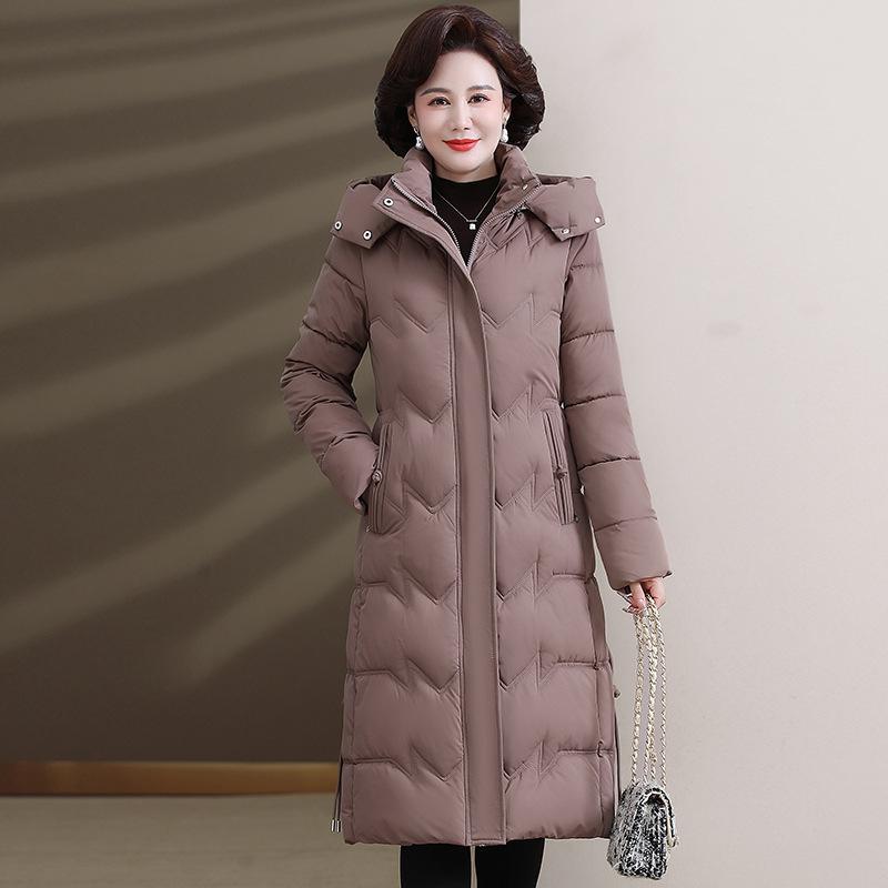 Down cotton coat women's long over-knee 2025 winter new Korean figure-flattering cotton-padded jacket large size thick cotton coat outer