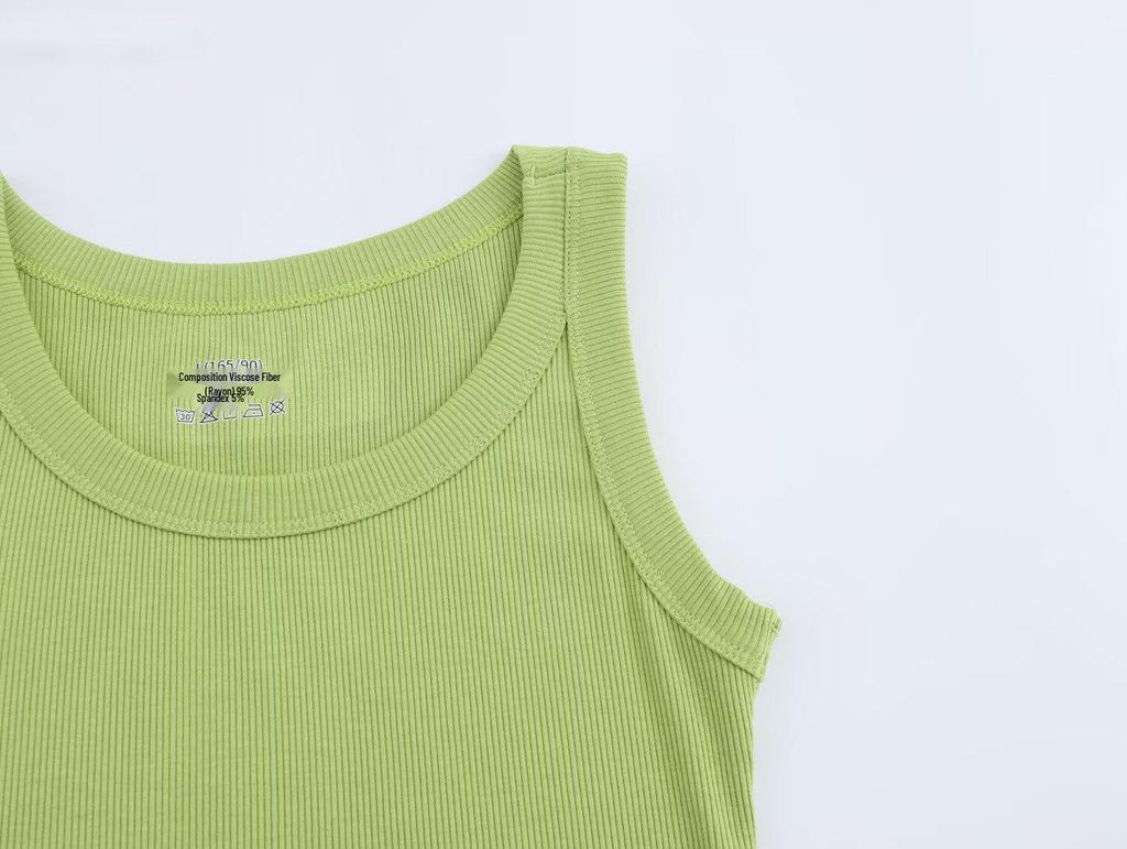 2025 Spring Women's European-American Ribbed Cotton Knitted Vest