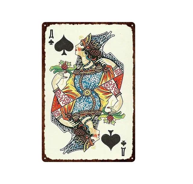 Vintage Poker Card Guitar Metal Tin Sign Music Bar Garage Casino Wall Decor Retro Iron Poster Plaque Home Art Decoration