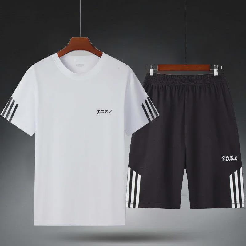 Men's Quick-Dry Athletic Shorts & Loose-Fit T-Shirt Set for Fitness, Summer Sports, Basketball, & Running.