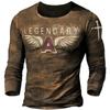 Men's Autumn and Winter Motorcycle T-shirt, 3D Printed Retro Long Sleeved Motorcycle Rider T-shirt, Oversized T-shirt, Men's