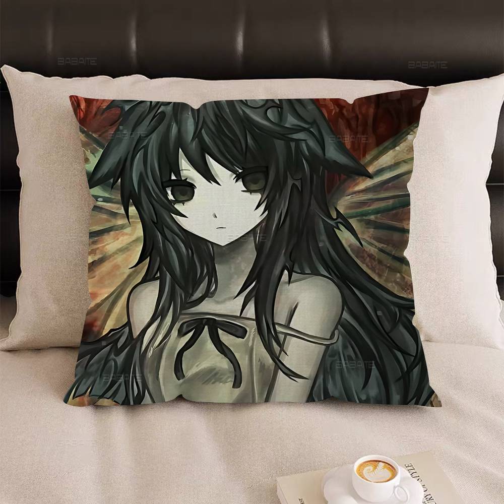 Saya No Uta The Song Of Saya Pillow Covers Cartoon Sofa Decorative Home Double-Sided Printing Short Plush Cute Cushion Cover