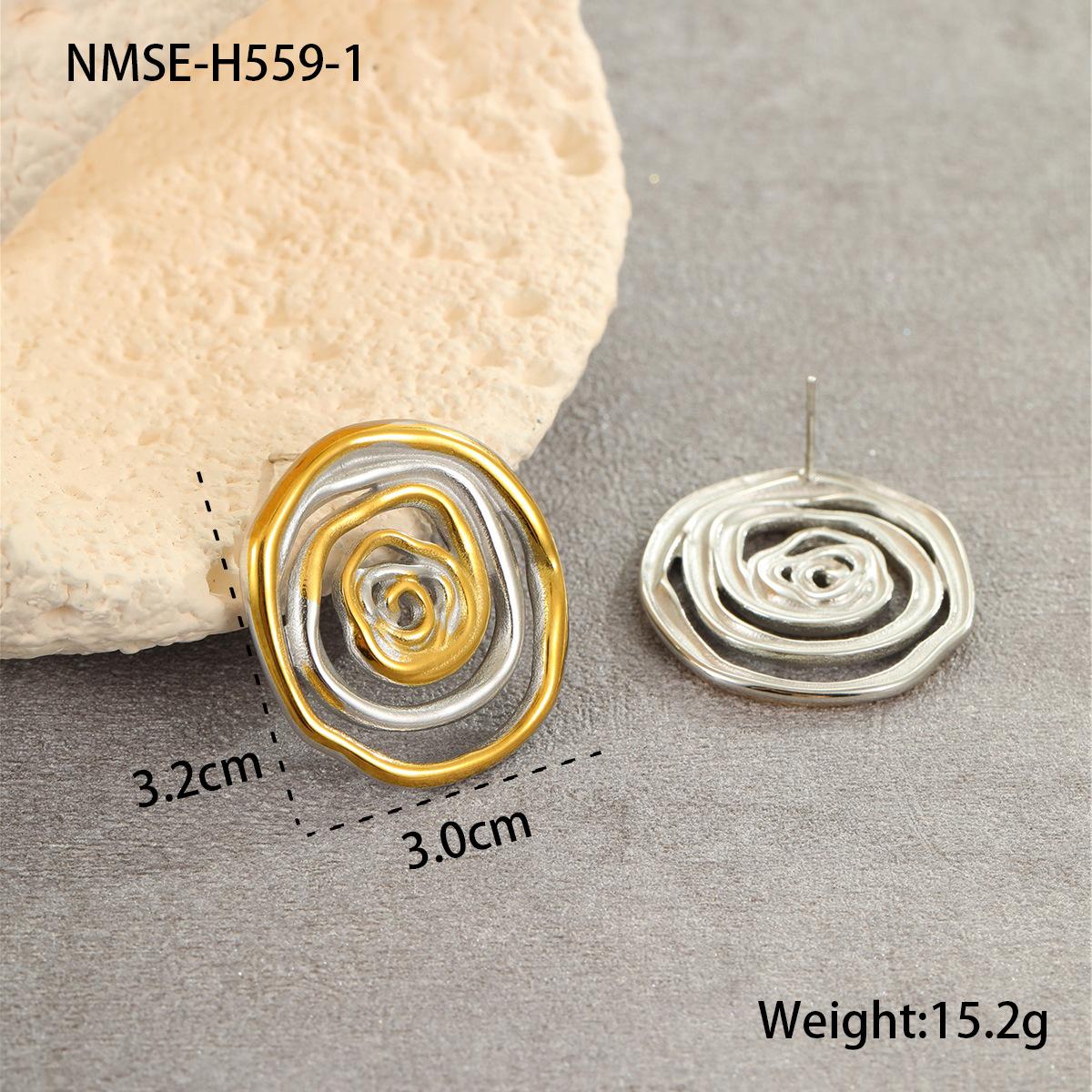 GEMCHIC Women s Vintage Two-Tone Geometric Stud Earrings Stainless Steel Retro Fashion Jewelry 18K