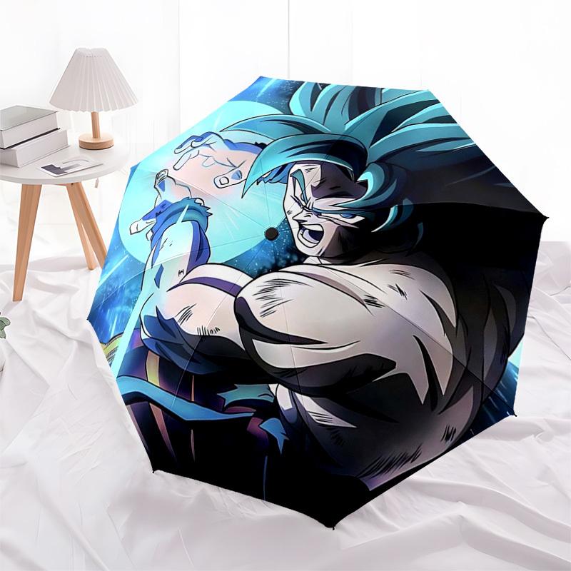 

1pc Dragon Ball Z Vegeta Super Saiyan Blue Automatic Folding Umbrella Portable 3-Fold Design, 8-Bone Frame Outdoor Umbrella, Perfect Gift for Fans, Tr