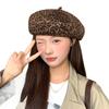 American Retro Leopard Print Beret Hat for Women In Autumn and Winter Hot Girl Fashionable Temperament  Versatile Face  Newsboy Painter Hat