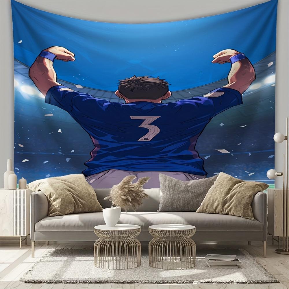 athlete raises both arms high Digital printing polyester wall tapestry suitable for use living rooms bedrooms offices bars party