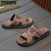 WTEMPO Mens Summer Sandals Soft Bottom Hollow Thick Bottom Slides Outdoor Seaside Beach Shoes Indoor Slip Resistant Slipper Wearable Hiking Shoes