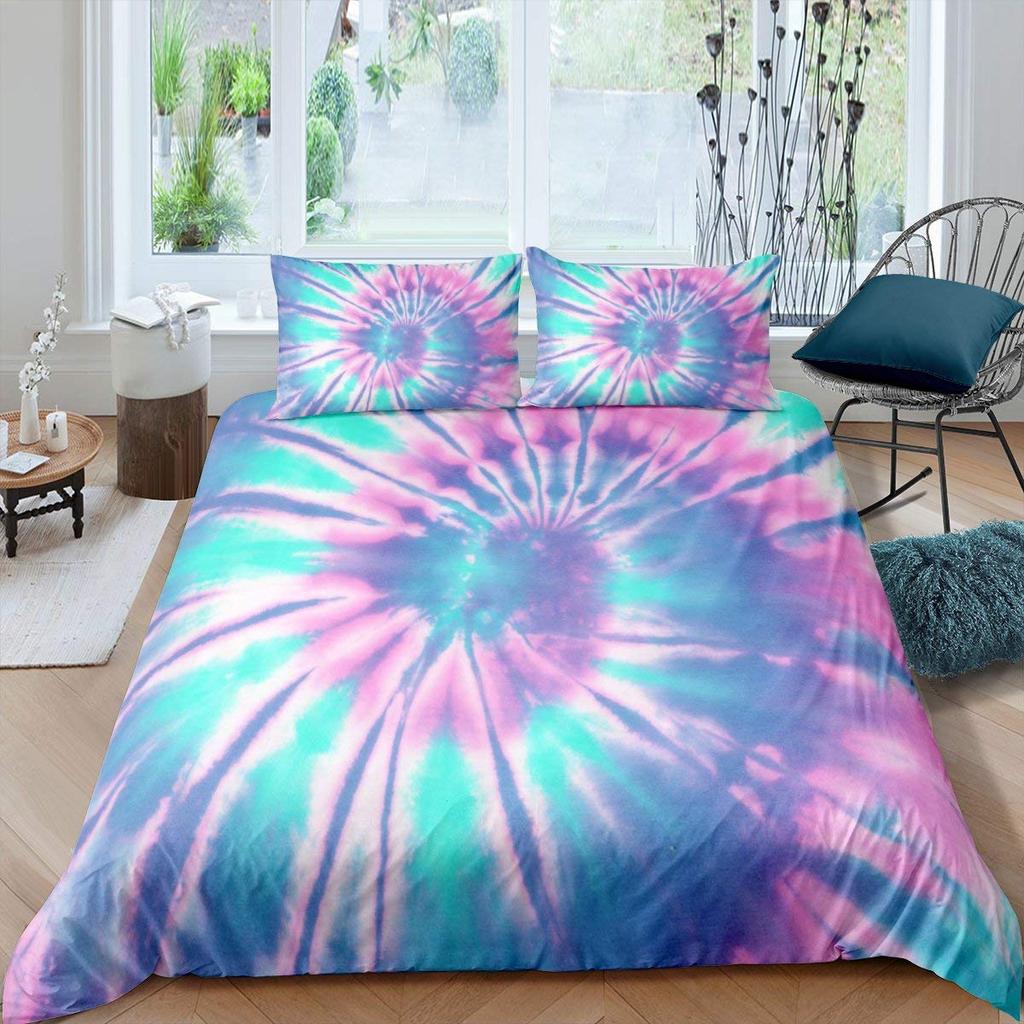 Tie Dye Comforter Cover Boho Psychedelic Duvet Cover For Kids Boys Girls Teens Bohemian Gypsy Exotic Spiral Bedspread Cover