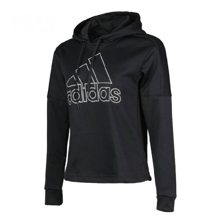 Adidas Casual Versatile Short Hooded Sweatshirt Women Sweatshirts Black DH8189