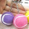 Key Ring Soft Lovely Flocking Mini Sport Ball Tennis Keychain for Kids