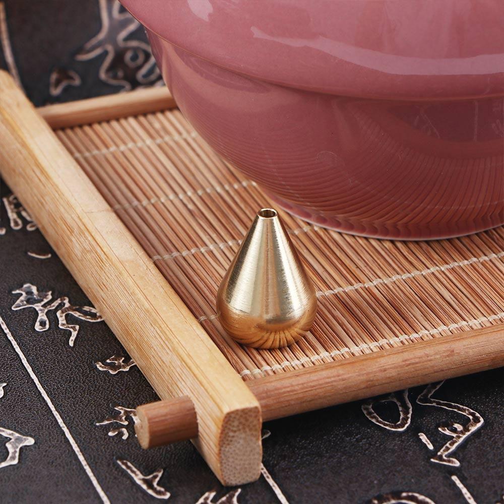 Portable Brass Incense Holder for Home Office Teahouse Water Drop Shape Temples Buddhism Sandalwood Coil Base Incense Base