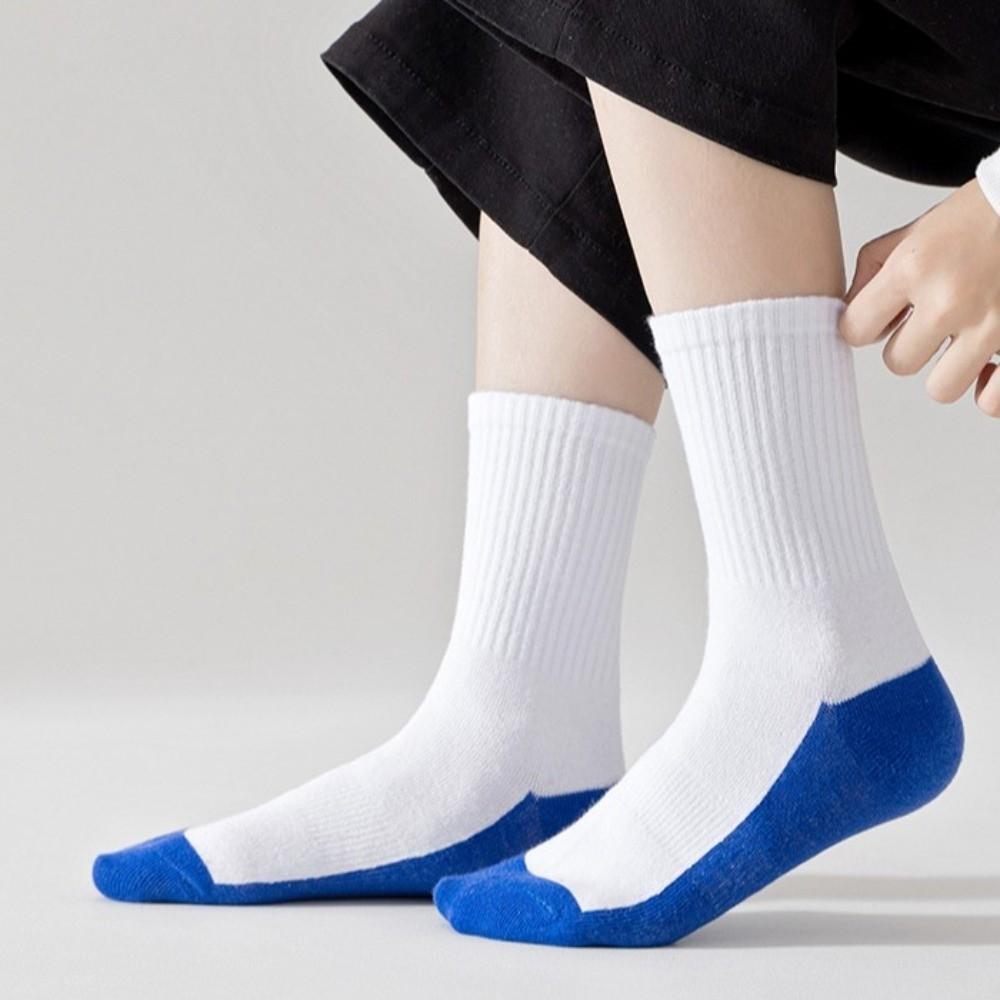 5Pairs Solid Cotton Children's Floor Socks Student Sports Socks with Grips  Spring Autumn