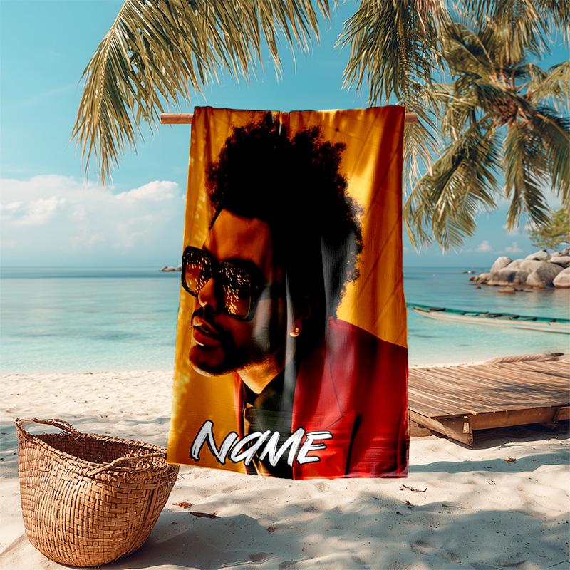 Personalized customized proof beach towel with The Weeknd pattern - soft, absorbent,quick-drying,perfect swimming,camping&bathing