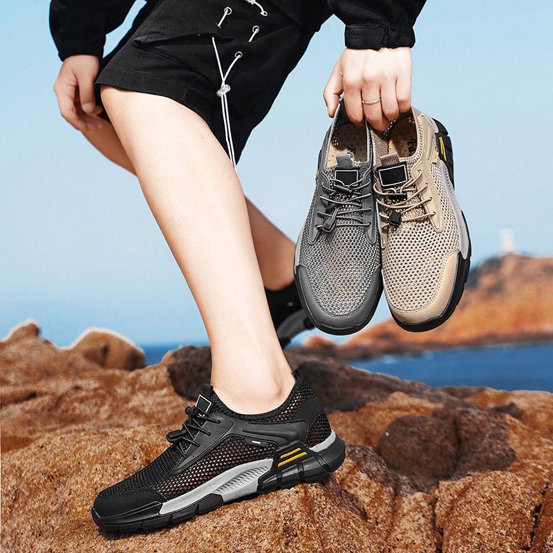 Fashion New Slip On Men Loafers Breathable Summer Casual Shoes for Men Camping Hiking Shoes Outdoor Mesh Men Sneakers Lightweight Flats