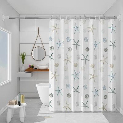 Sprchový závěs s potiskem hvězdic, voděodolný, do koupelny, jednoduchý moderní styl, 200 cm, s háčky, voděodolný, materiál PEVA