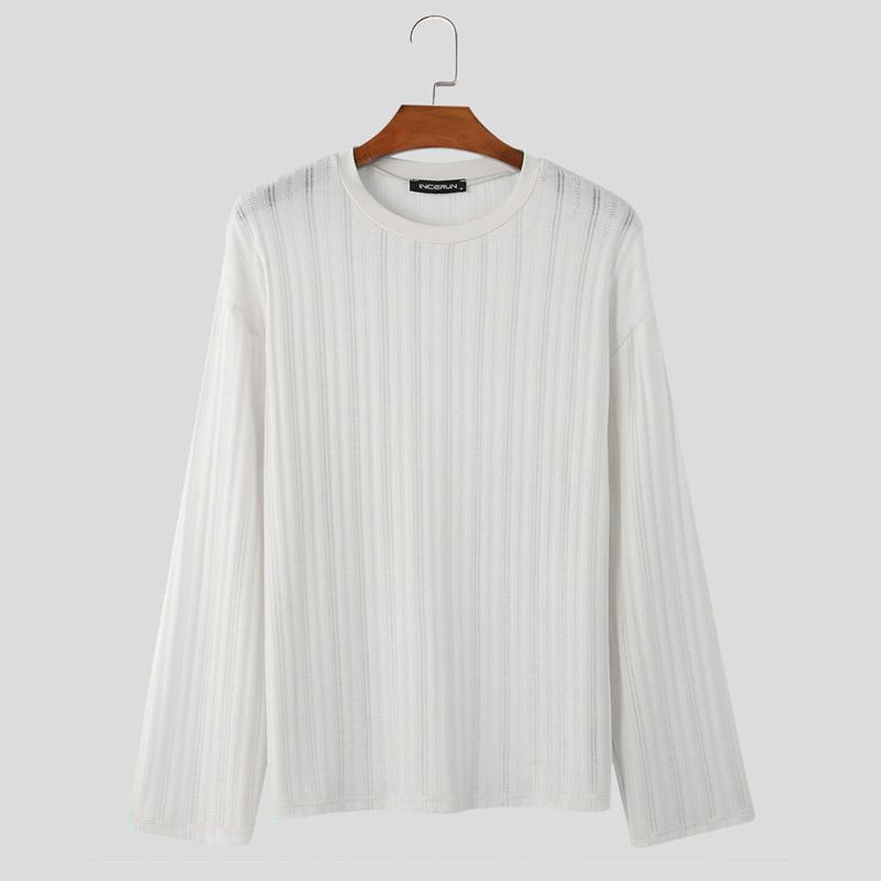 

INCERUN Мужские весенне-осенние полые вязаные пуловеры с длинными рукавами, повседневные майки большого размера XL белый