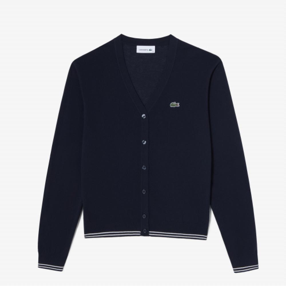 

LACOSTE Женский летний кардиган с V-образным вырезом [Темно-синий]