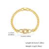 Gold Kupfer Mikroeinlage Zirkon Geometrisches Design Ovaler Ring Armband Damen Pbr-302