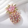 Women Brooch Dazzling Rhinestones Inlaid 3D Pineapple Design Brooch Suit Lapel Sweater