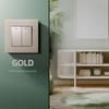 High End 3mm Brushed Aluminum Frame EU Standard 2 Gang 1 Way Wall Light Rocker Switch with Blue LED Indicator