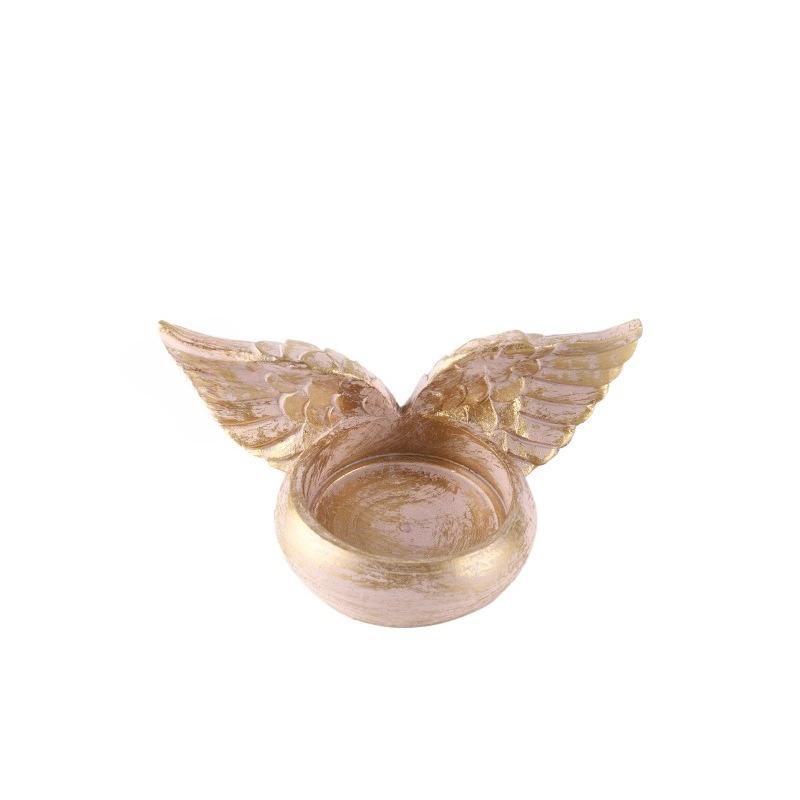 Świecznik ze Skrzydłami Anioła Statuetka z Żywicy Dekoracja Domu Świecznik Modlitewny do Domu Ślubu Bożego Narodzenia Kościoła