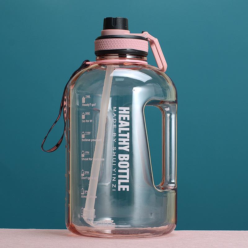 2.2L Internet Celebrity Sports Water Bottle - High Capacity, Durable Plastic with Straw