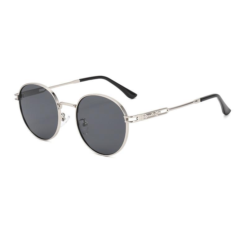 Retro Geometric Metal Round Sunglasses With Uv400 Protection For Men And Women SilverFrameGrayLens
