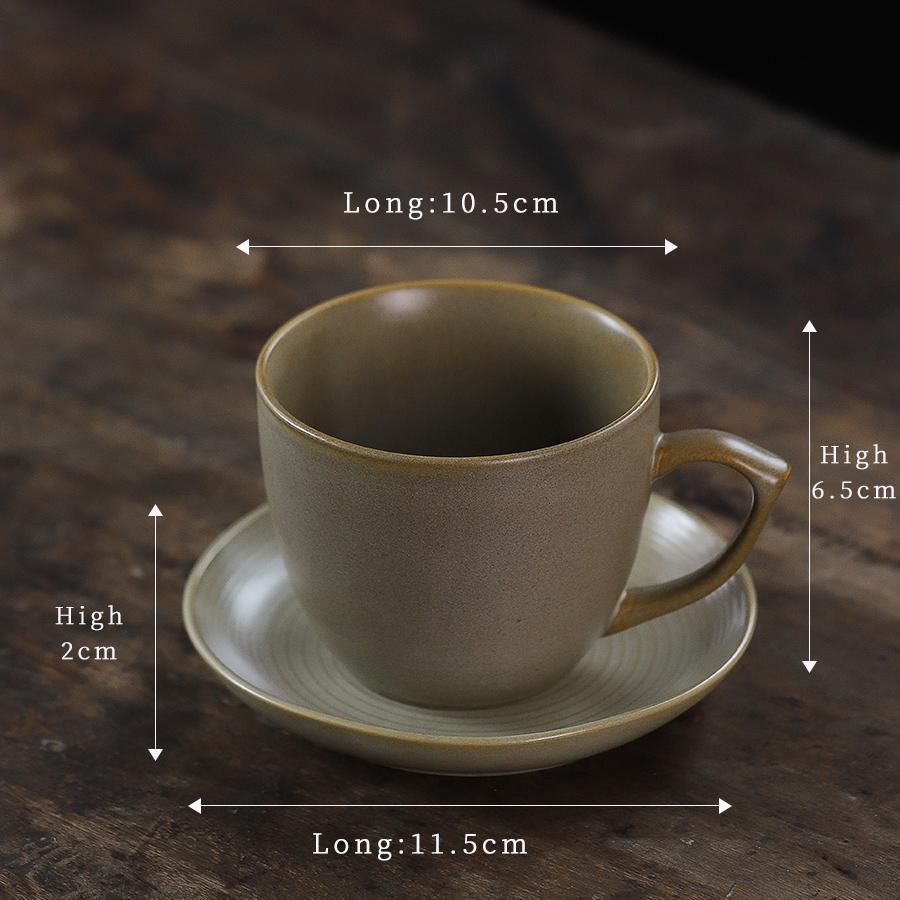 Vintage Crackle Glazed Ceramic Coffee Cup & Saucer Set For Latte Art, Afternoon Tea Cup & Saucer, Milk Tea Cup