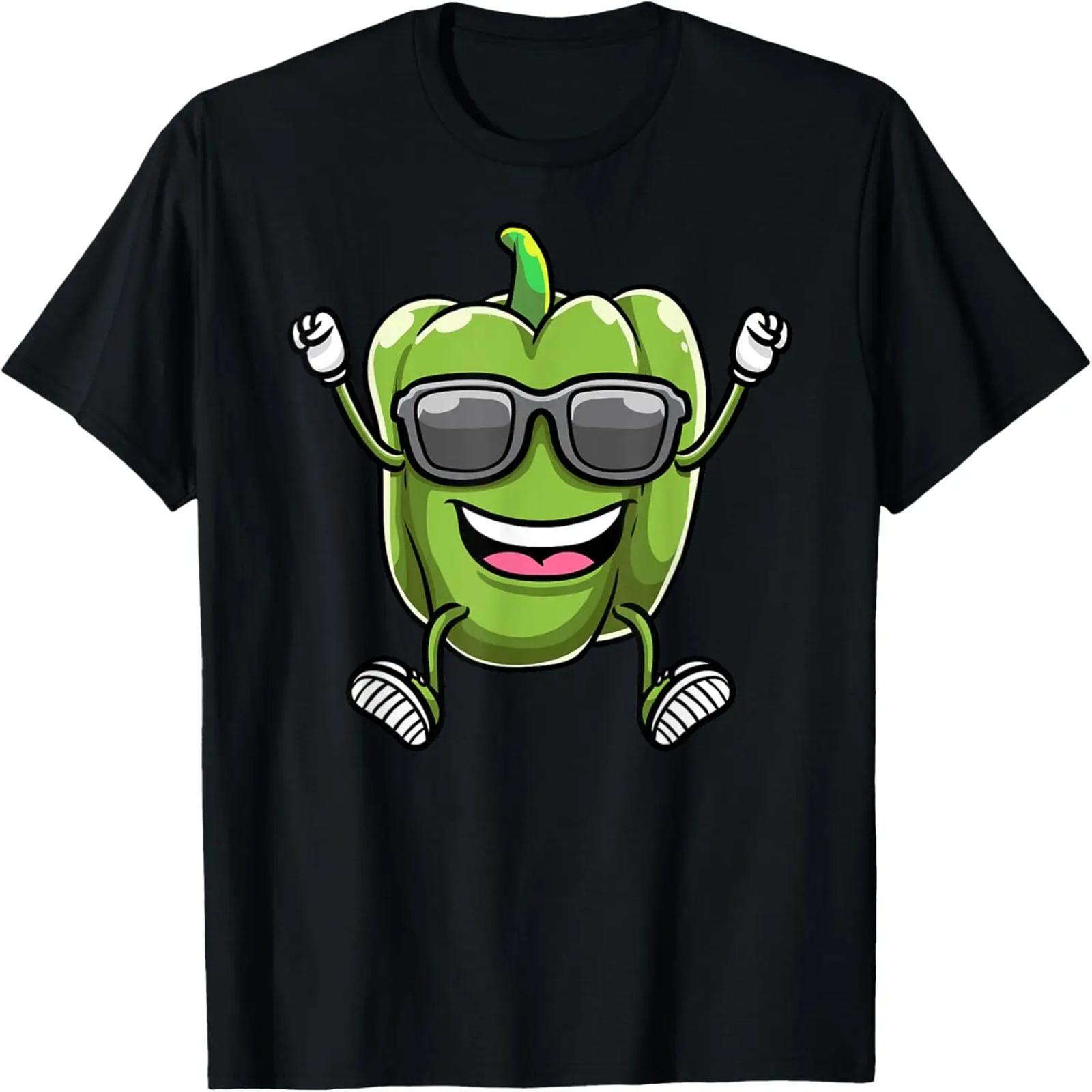 

Dancing Green Bell Pepper With Sunglasses Capsicum Vegetable T-Shirt XXXXXL чорний