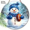 Cute Winter Wonderland Wooden Christmas Sign with Adorable Snowman Rugby Pattern, Ideal for Front Door Wall Hanging Decor, Ideal Christmas Gift