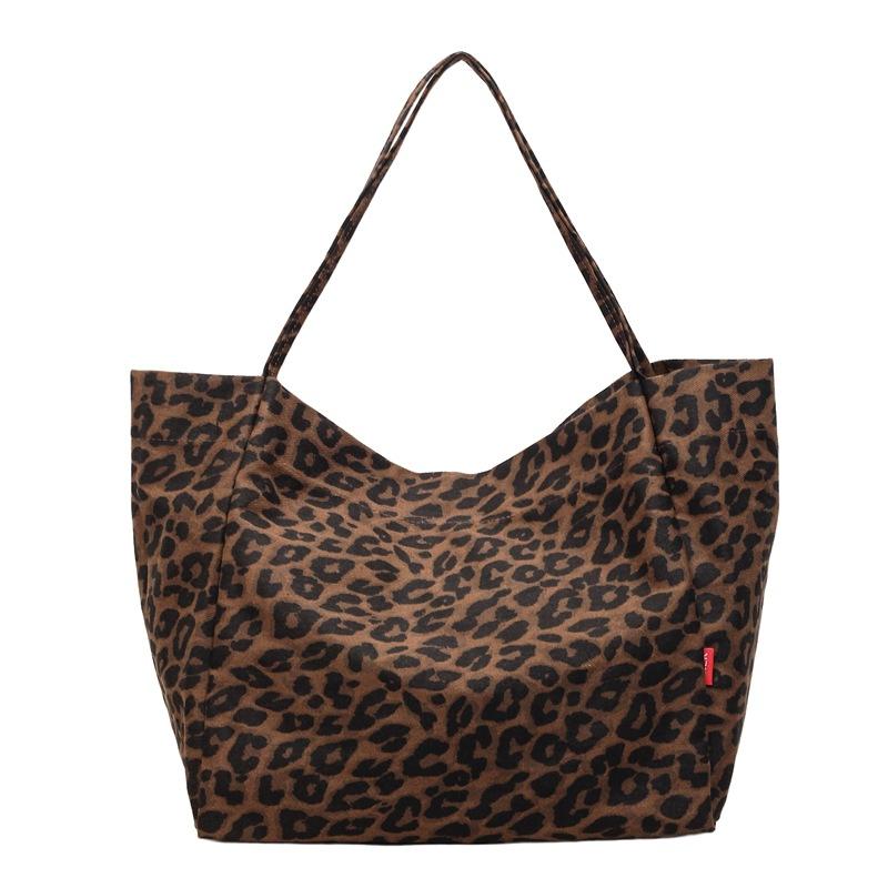 

New Korean Style Leopard Print Tote Bag Women Large Capacity Casual and Simple Shoulder Bag Fashi and Versatile Canvas Bag