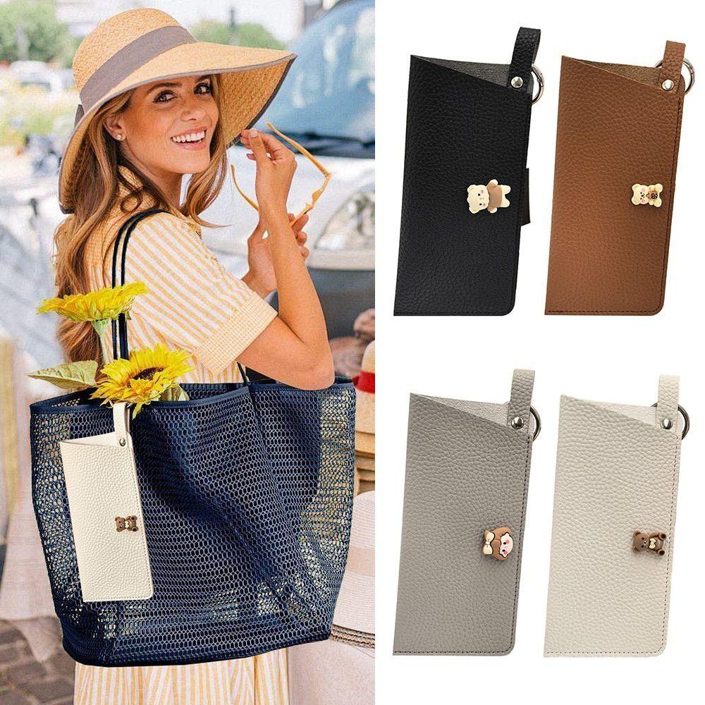 

Solid Color Sunglasses Storage Bag with Keyring Hanging Sunglasses Eyewear Accessories чорний