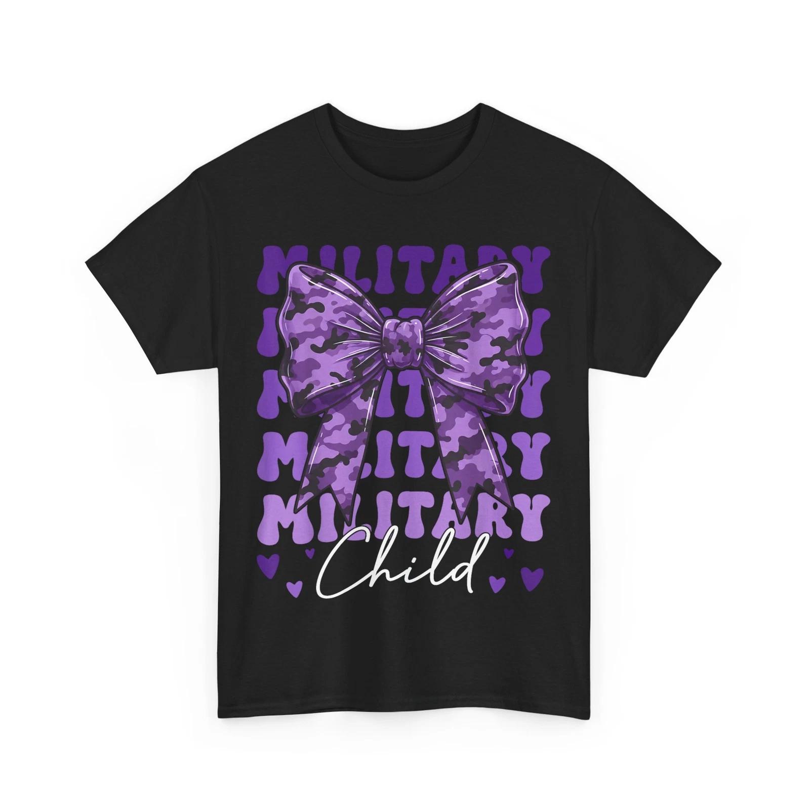 

Military Child T-shirt, Military Child Coquette Bow Purple Boys Kids T-shirt 2XL