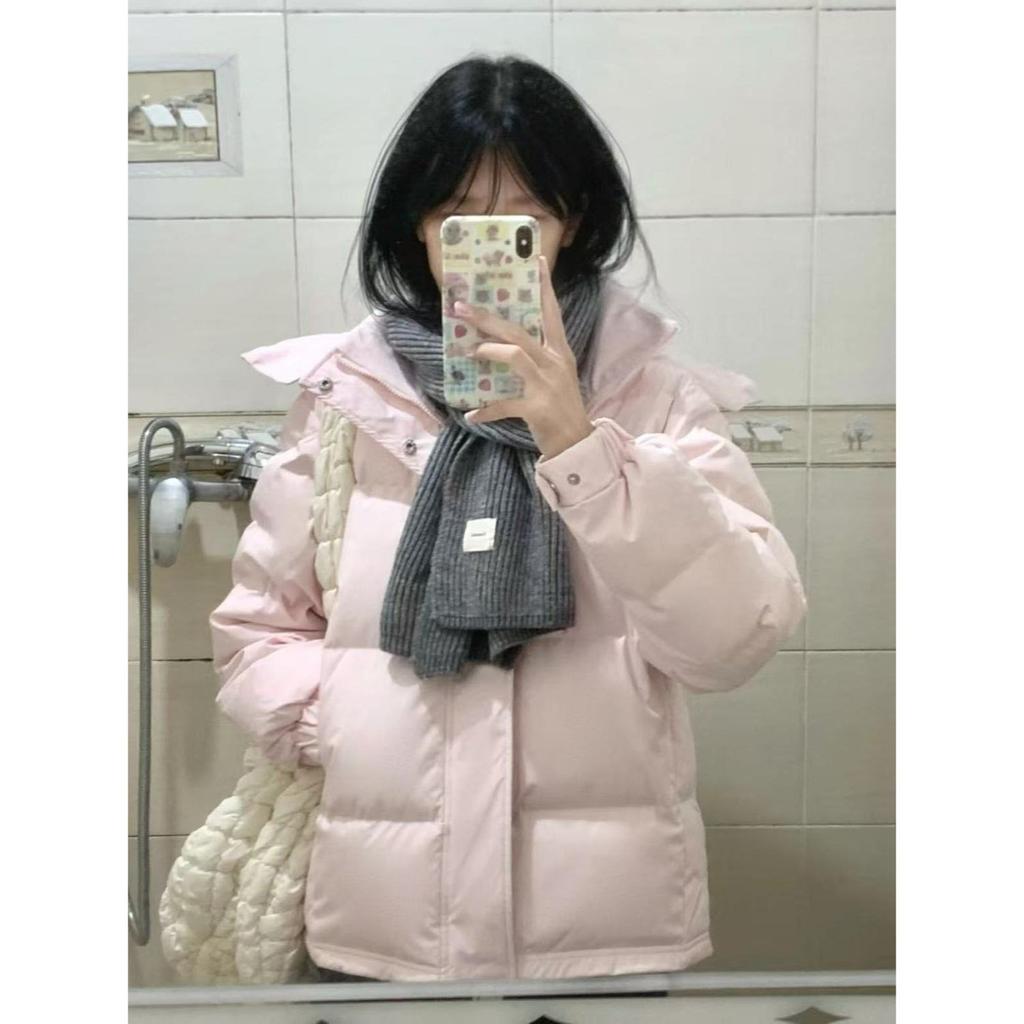 Gentle wind pink hooded warm cotton jacket women's winter new versatile and thin loose fashion bread clothes tide