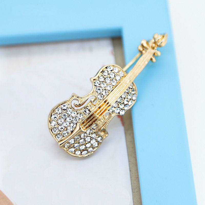 Violin Anti-glare Brooch High-end Women's Suit Corsage Cardigan Shawl Buckle Korean Fashionable and Elegant Brooch