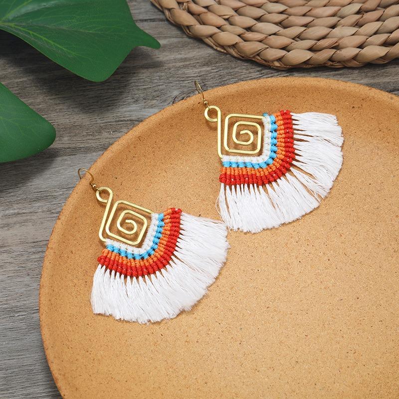 Niche Design Woven Earrings Bohemian Retro Resort Style Personality Temperament Handmade Earrings