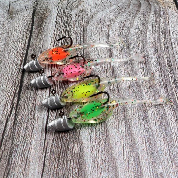 20Pcs Paddle Tail Swimbaits 5cm 1.2g Artificial Baits T Tail Swim Baits for Saltwater Soft Fishing Lures